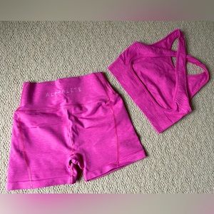 ALPHALETE REVIVAL SHORT AND SPORTS BRA SET - Hot Pink - Size S and M